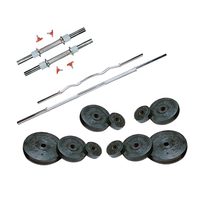 22 Kg Weight Rubber + 2 Pc Dumbbell Rods + 2 Pc Weight Training Rods  (One Curly Rod 3 Feet)