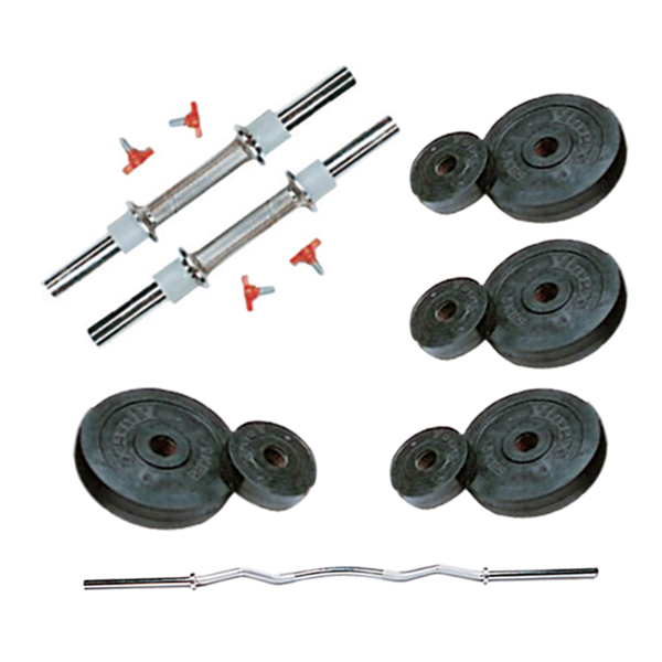 12 Kg Weight Rubber + 2 Pc Dumbbell Rods + 1 Pc Weight Training Rod (Curly Rod 3 Feet)