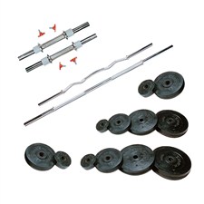 42 Kg Weight Rubber + 2 Pc Dumbbell Rods + 2 Pc Weight Training Rods (One Curly Rod 3 Feet)