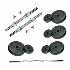 12 Kg Weight Rubber + 2 Pc Dumbbell Rods + 1 Pc Weight Training Rod (Curly Rod 3 Feet)