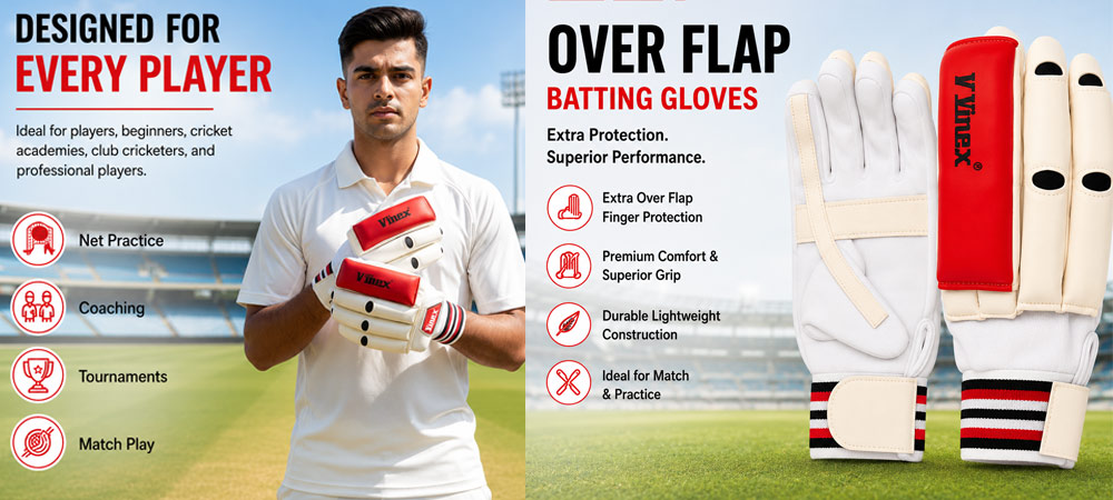 Cricket Batting Gloves Over Flap